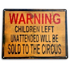 TIN SIGN “Warning Children Circus”  Art Halloween Decor Kitchen Store Bar A670   281631634856